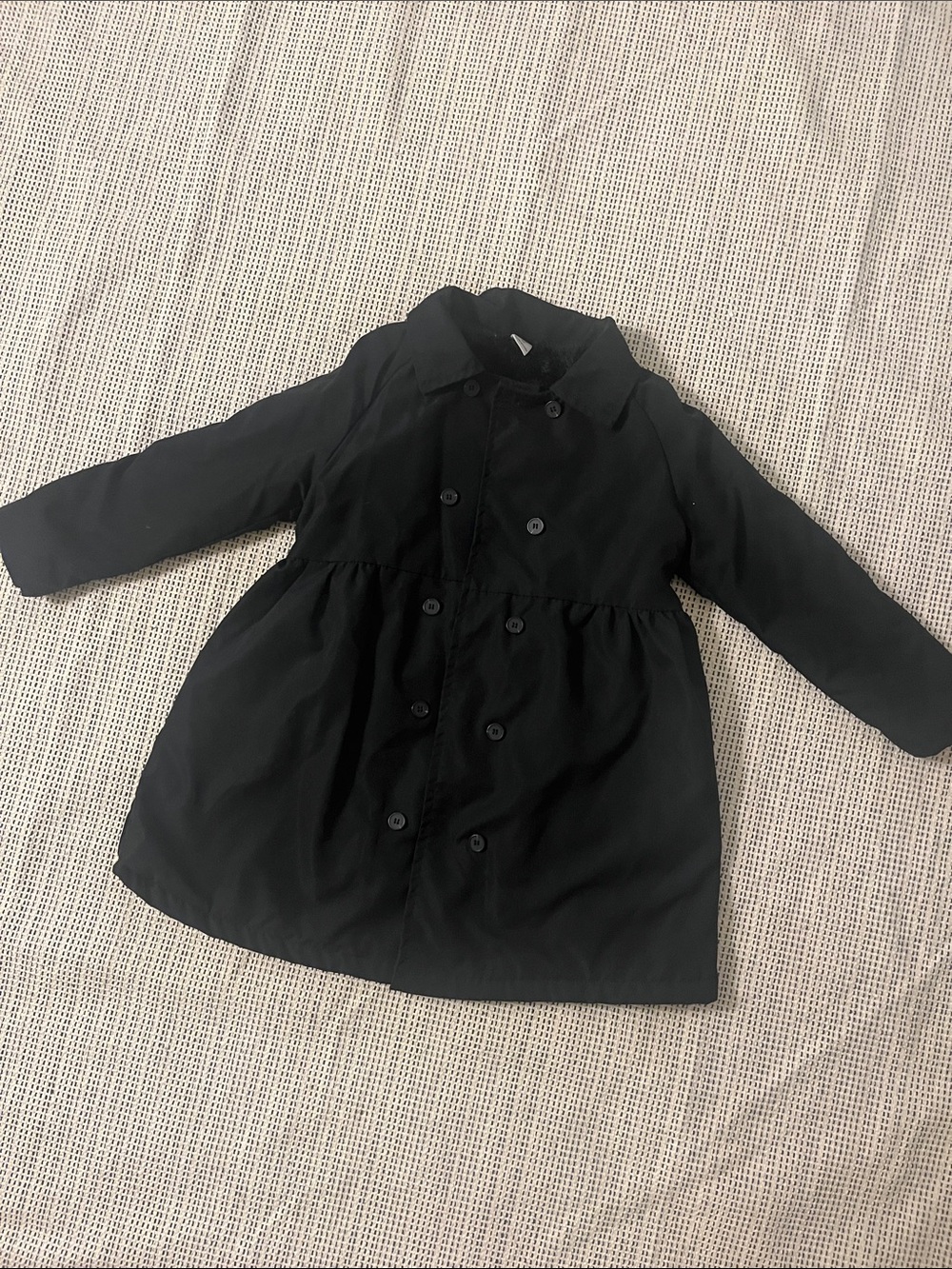 Kids' Black Double-Breasted Coat